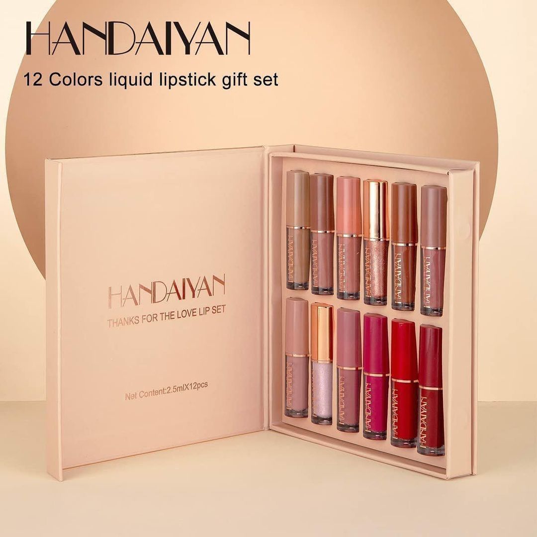 Handiyan 12 Colors Matte Liquid Lipstick Set,Waterproof Long Lasting Lip Gloss Set for Women